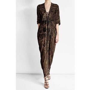 Roberto Cavalli Burnout Velvet Caftan Maxi Dress Sz 38
